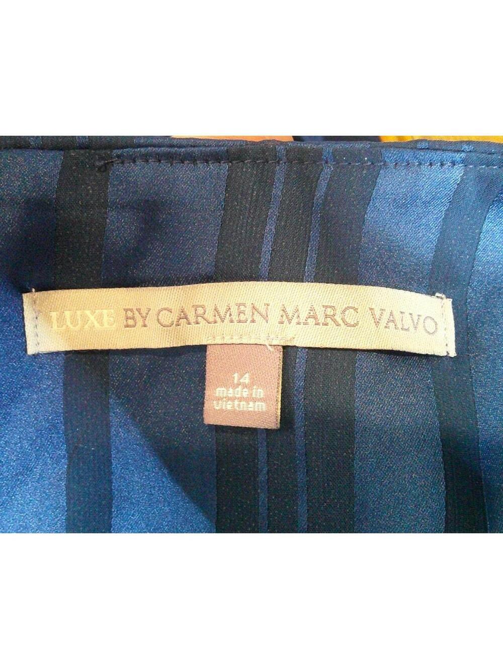 Luxe by Carmen Marc Valvo Blue Striped Sleeveless Dress Size 14 - Picture 6 of 8
